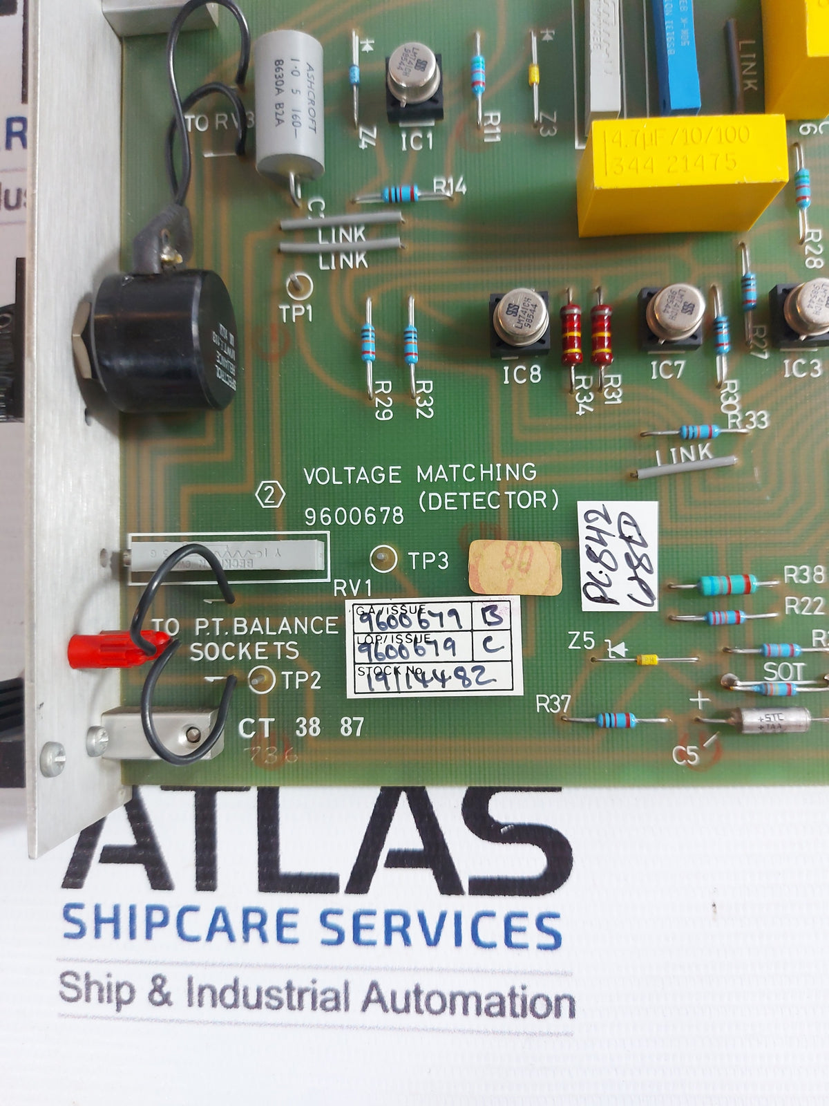 BRUSH HAWKER 9600678 VOLTAGE MATCHING DETECTOR PCB CARD