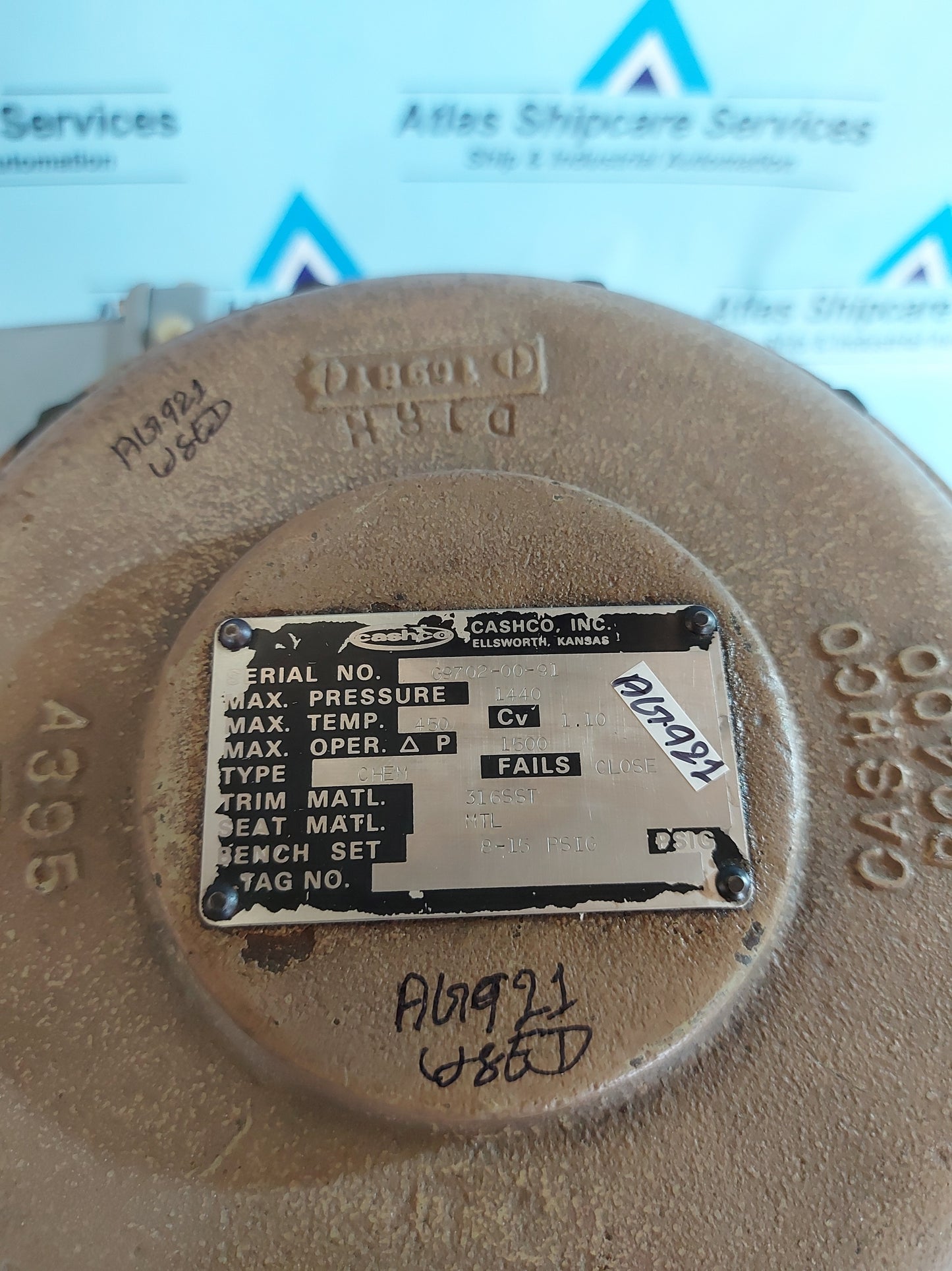 CASHCO TYPE CHEM PROCESS CONTROL VALVE D18H B0400 1440 MAX.PRESS
