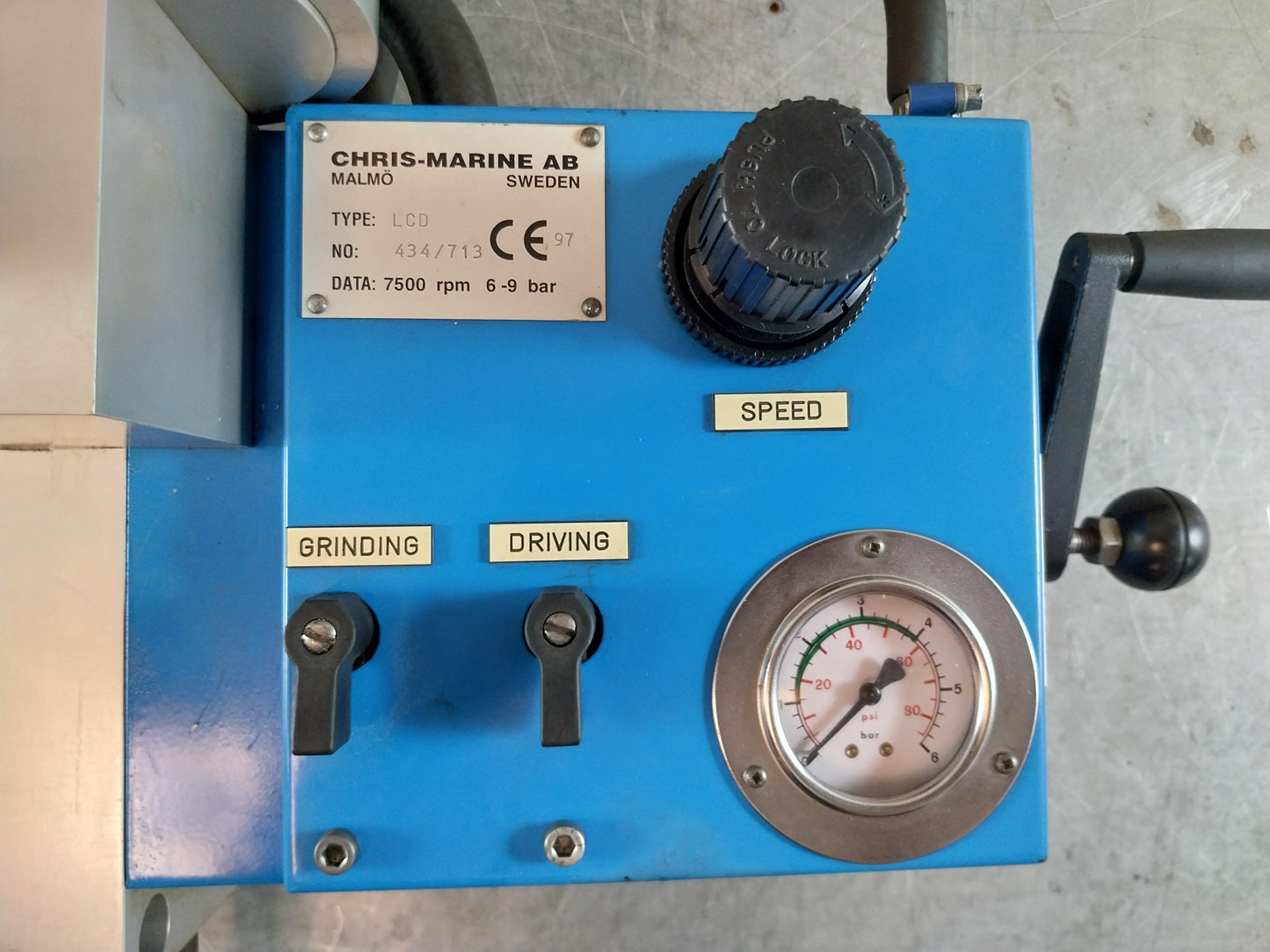 CHRIS-MARINE LCD VALVE SEAT GRINDING MACHINE 7500 RPM 6-9 BAR 0-140 PSI