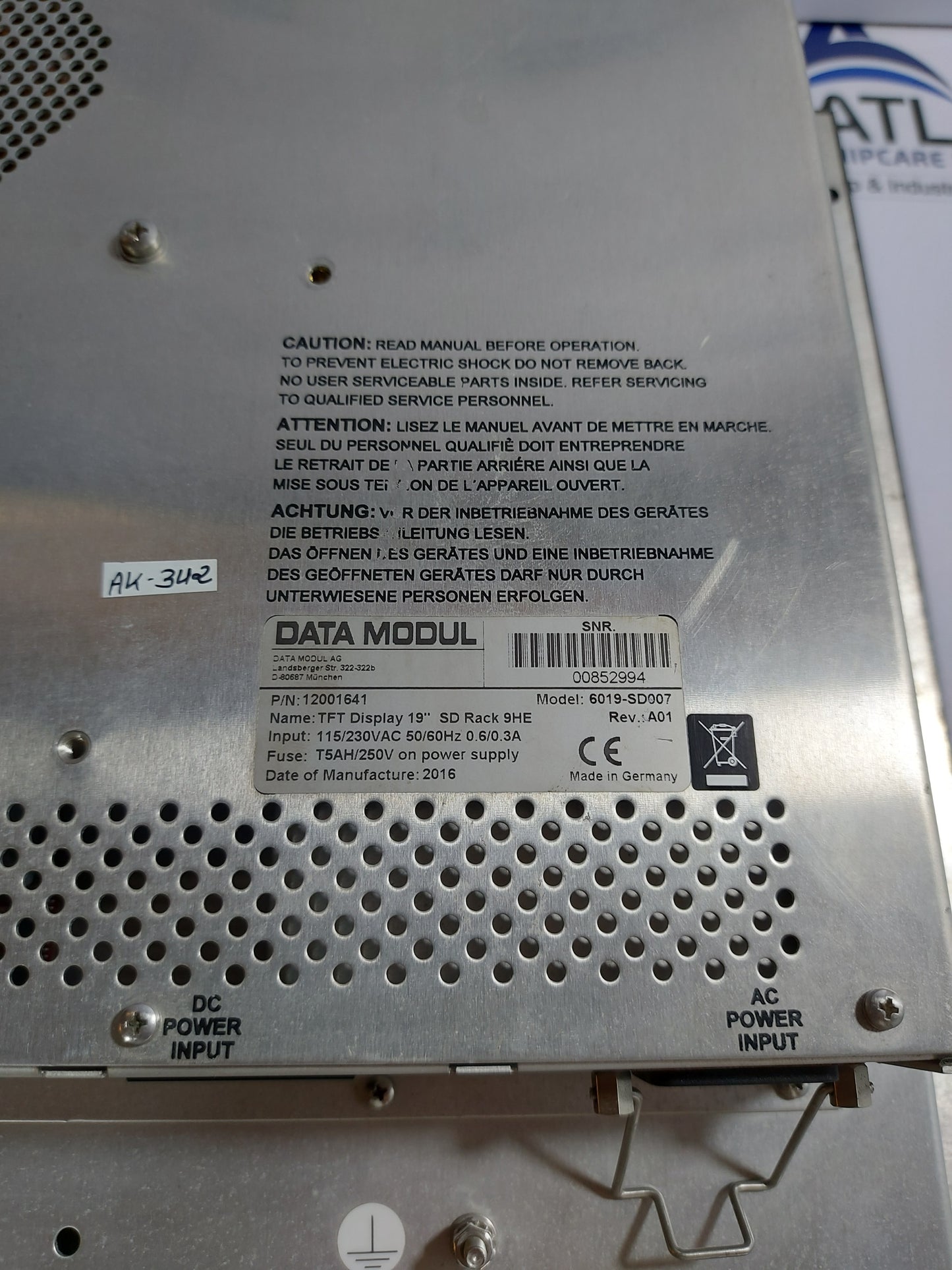 CONRAC 6019-SD007 REV.A01 TFT DISPLAY 19" SD RACK 9HE