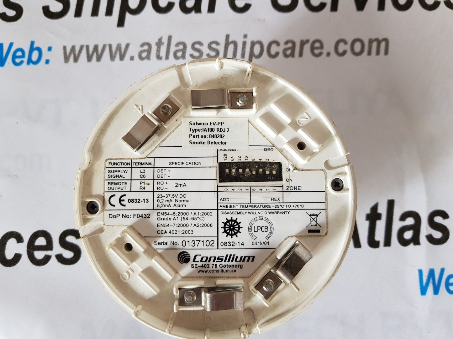 CONSILIUM SALWICO EV-PP IA100 RDJ-2 SMOKE DETECTOR FIRE ALARM