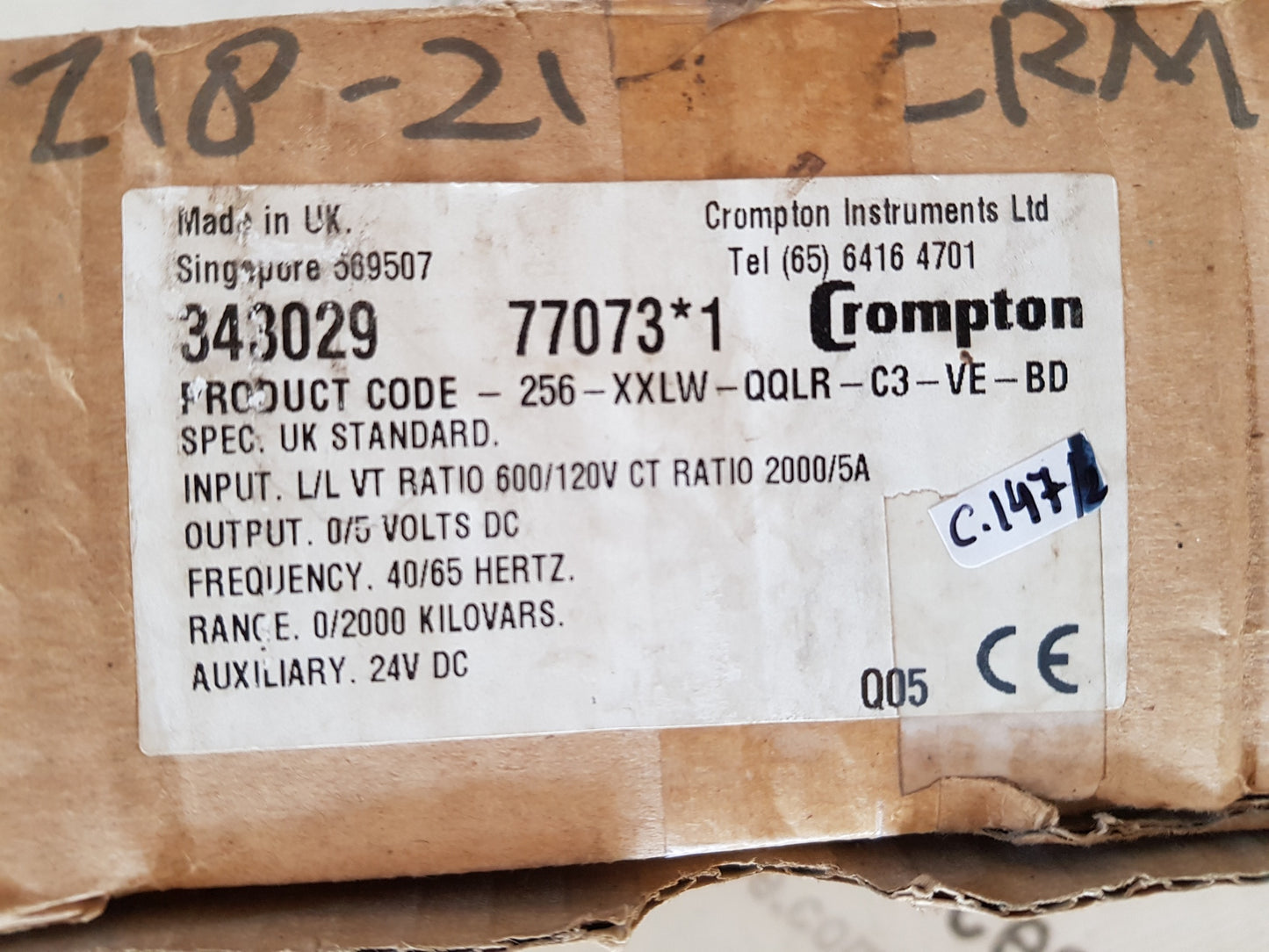 CROMPTON INSTRUMENTS 256-XXLW PALADIN TRANSDUCER MODULE 0/2000