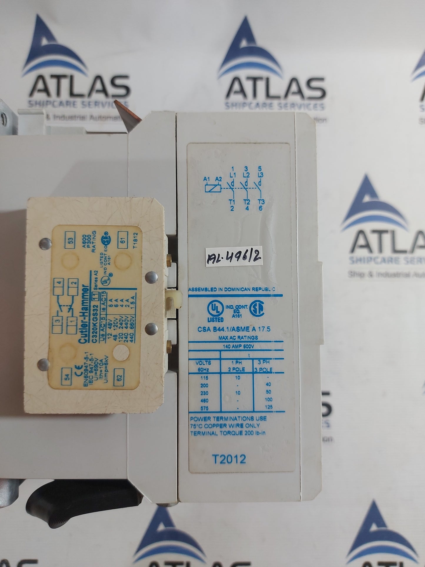 CUTLER-HAMMER CE55NN3 SERIES A1 REVERSING CONTACTOR 3 POLE 140A