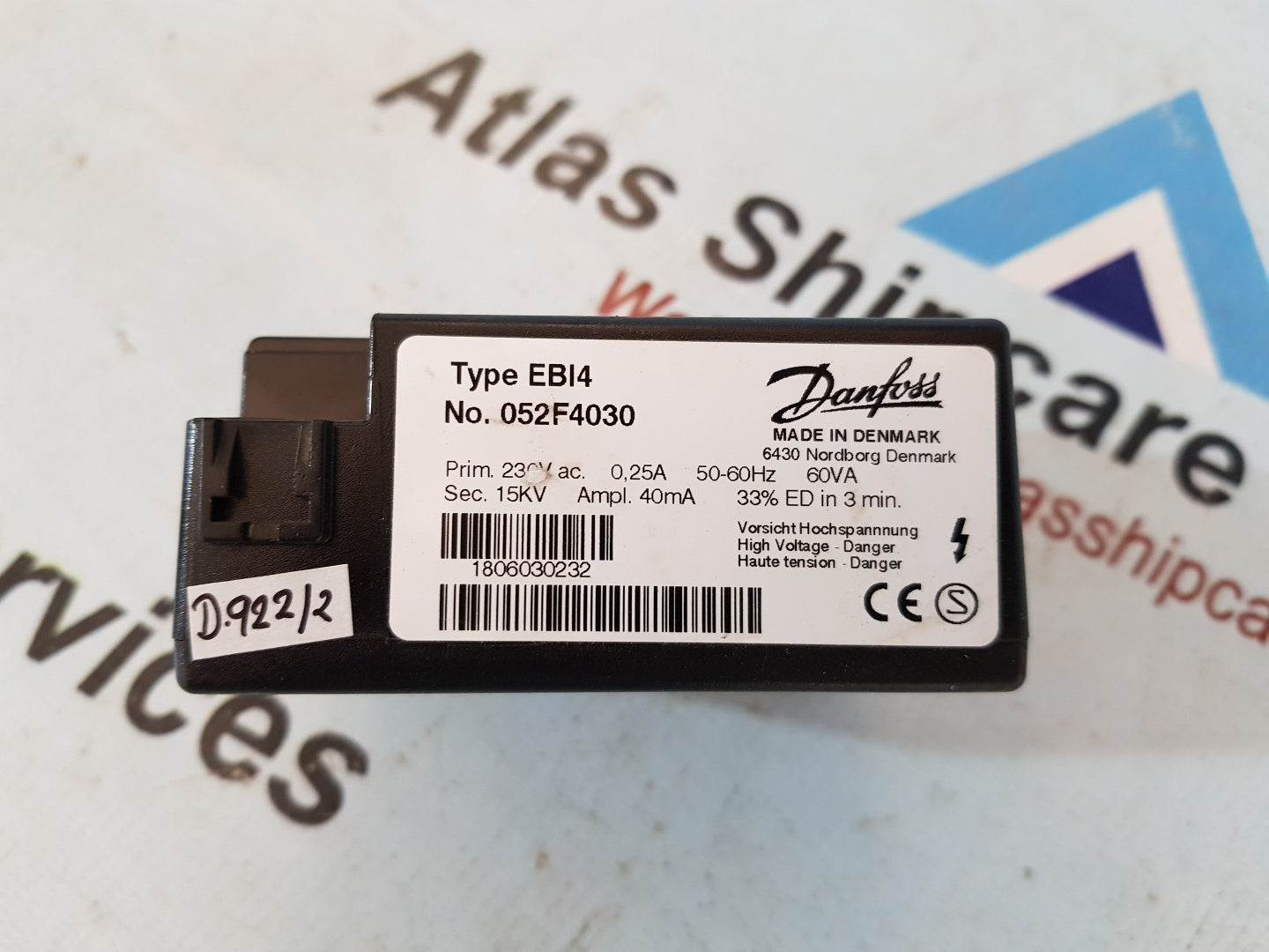 DANFOSS EBI4 GAS IGNITION TRANSFORMER