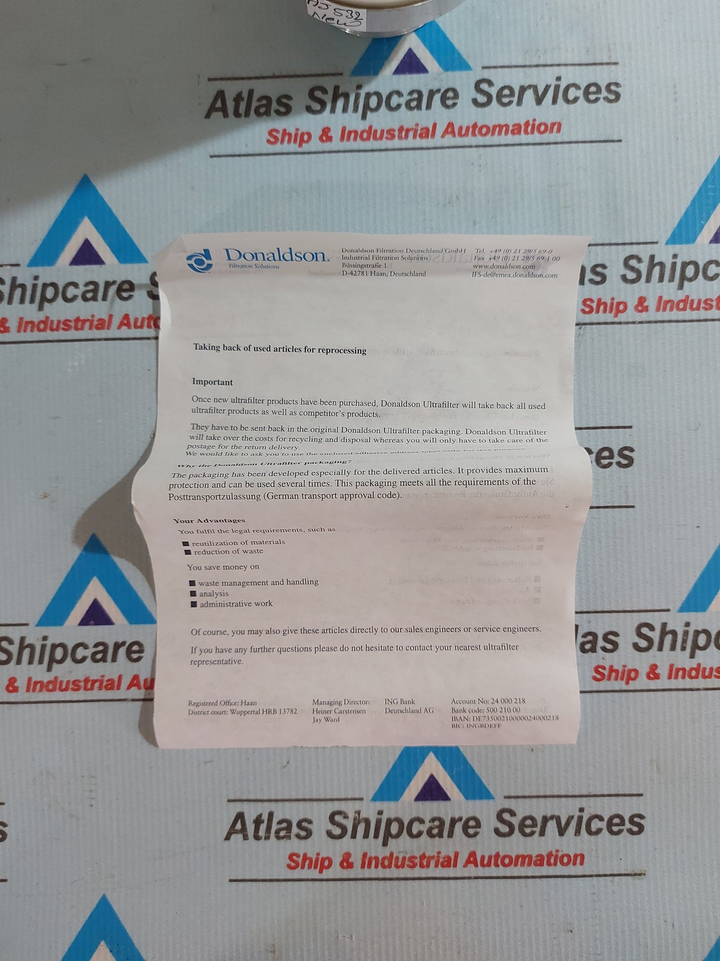 DONALDSON 120056-25 PE 07/30 ULTRAFILTER FILTER ELEMENT