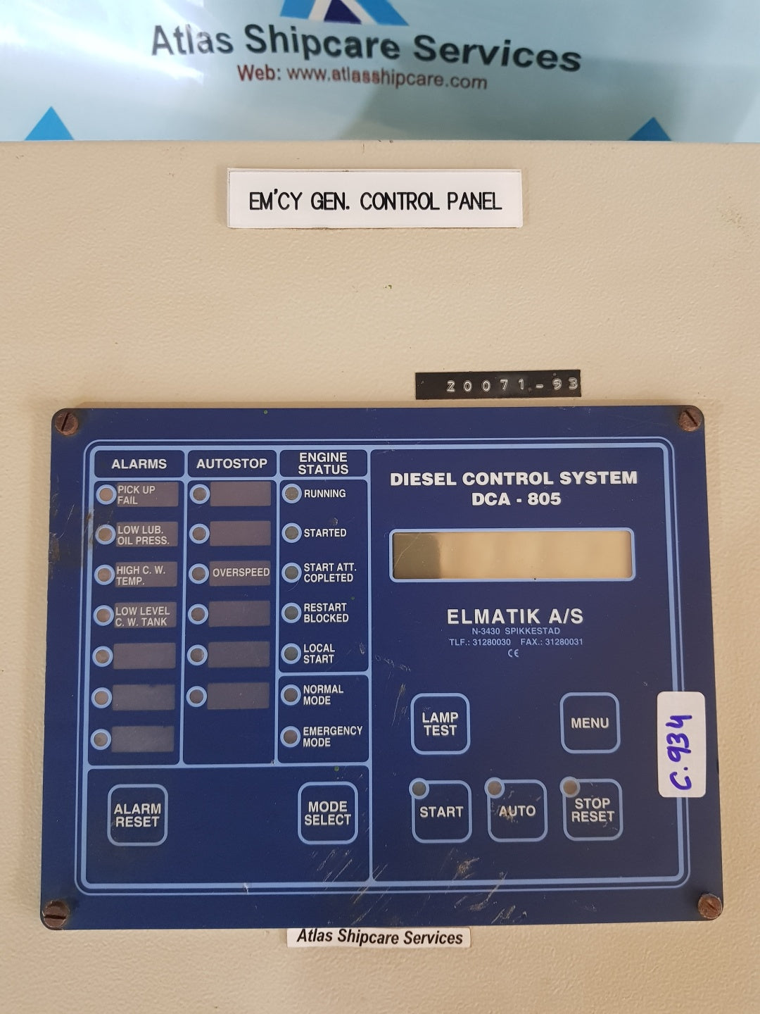 ELMATIK DCA-805 DIESEL CONTROL SYSTEM