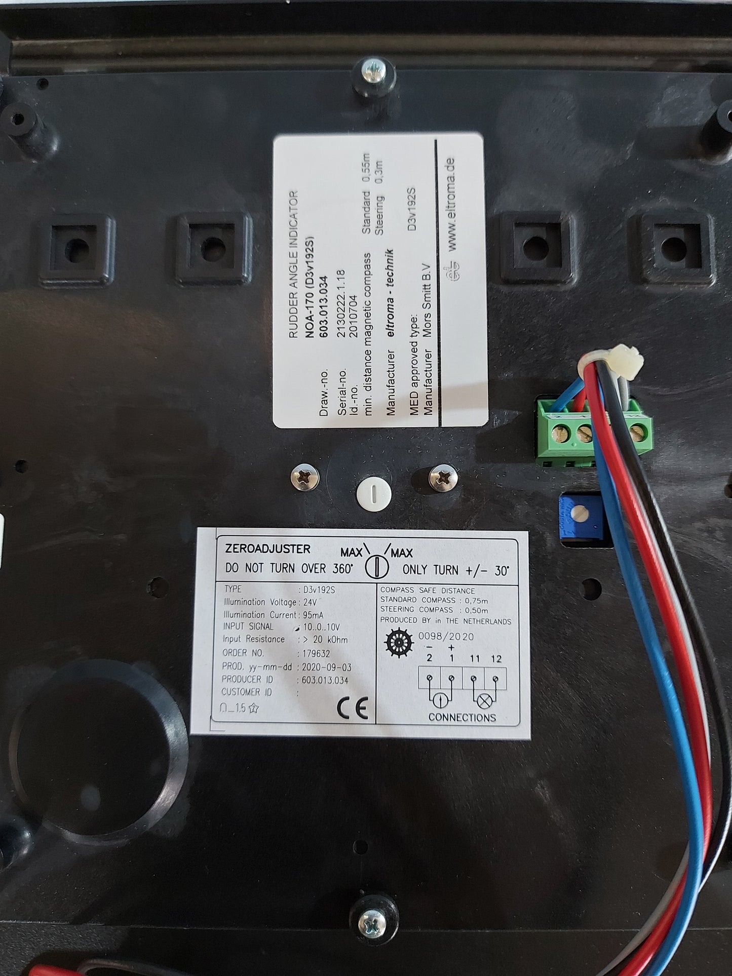 ELTROMA-TECHNIK NOA-170 (D3v192S) RUDDER ANGLE INDICATOR