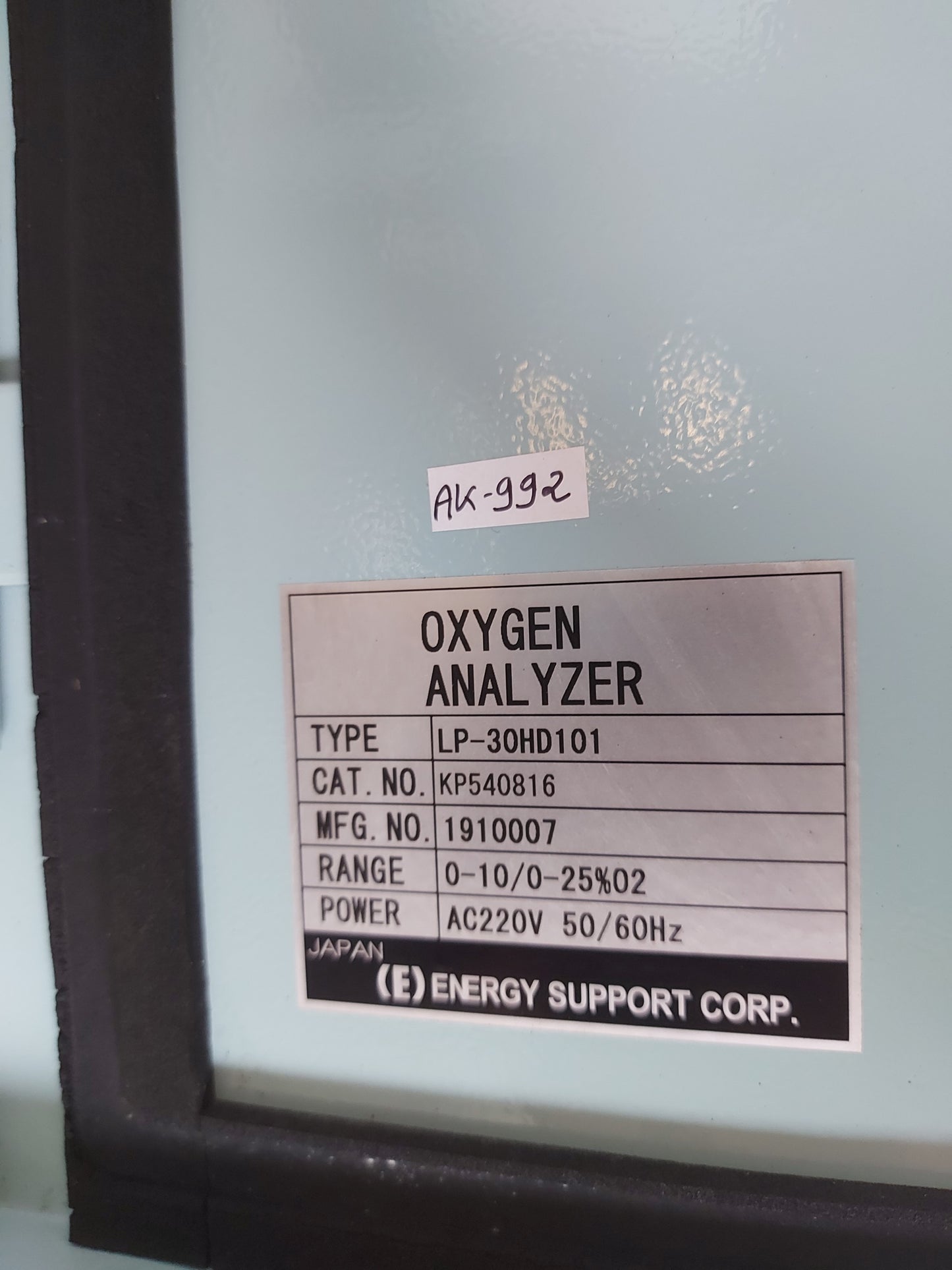 ENERGY SUPPORT DGO-101 OXYGEN ANALYSER LP-30HD101
