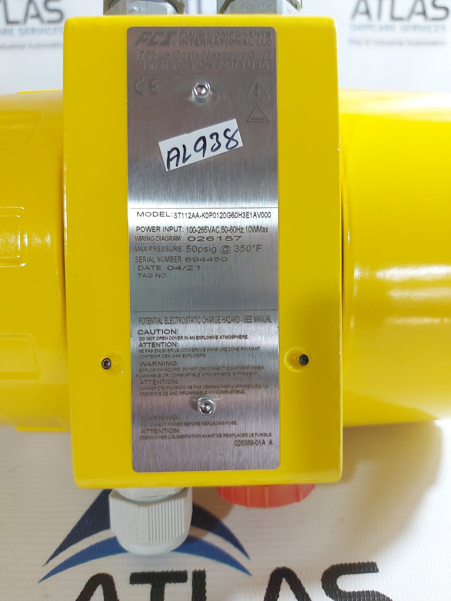 FCI ST112AA-K0-0120G60H3E1AV000 THERMAL MASS FLOW METER TRANSMITTER