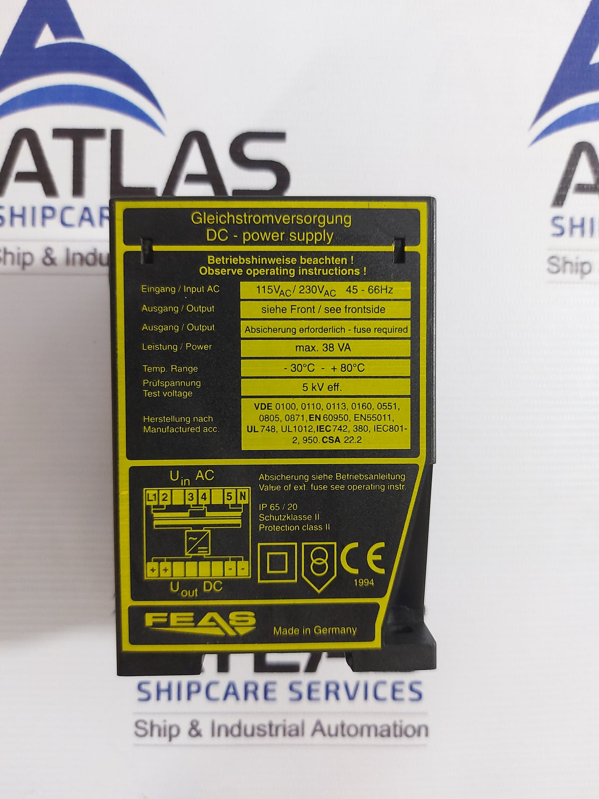 FEAS PSLC242 DC POWER SUPPLY 24 VOLT 1.5 AMP.