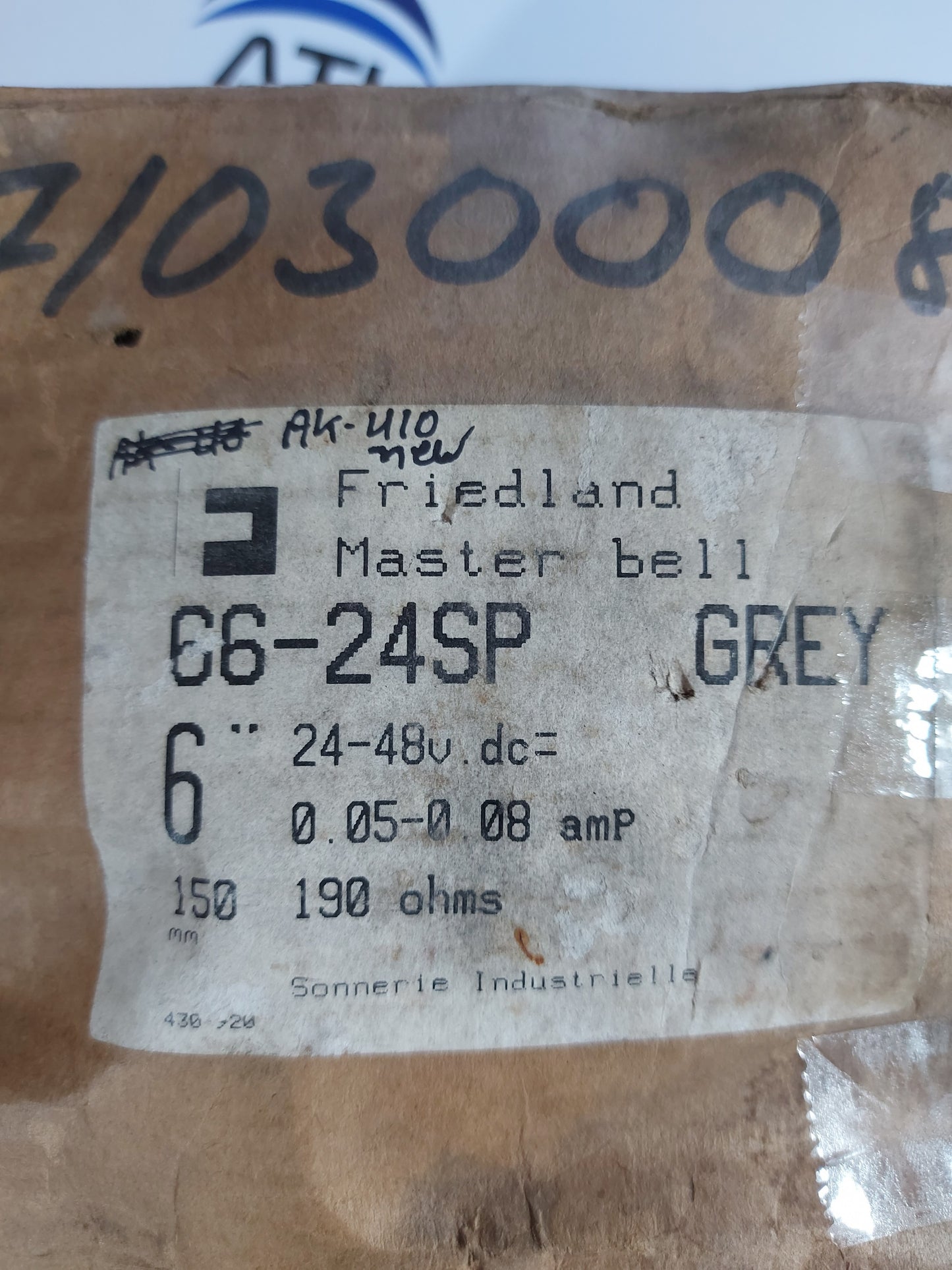 FRIEDLAND 66-24SP 6" INCH GREY MASTER BELL