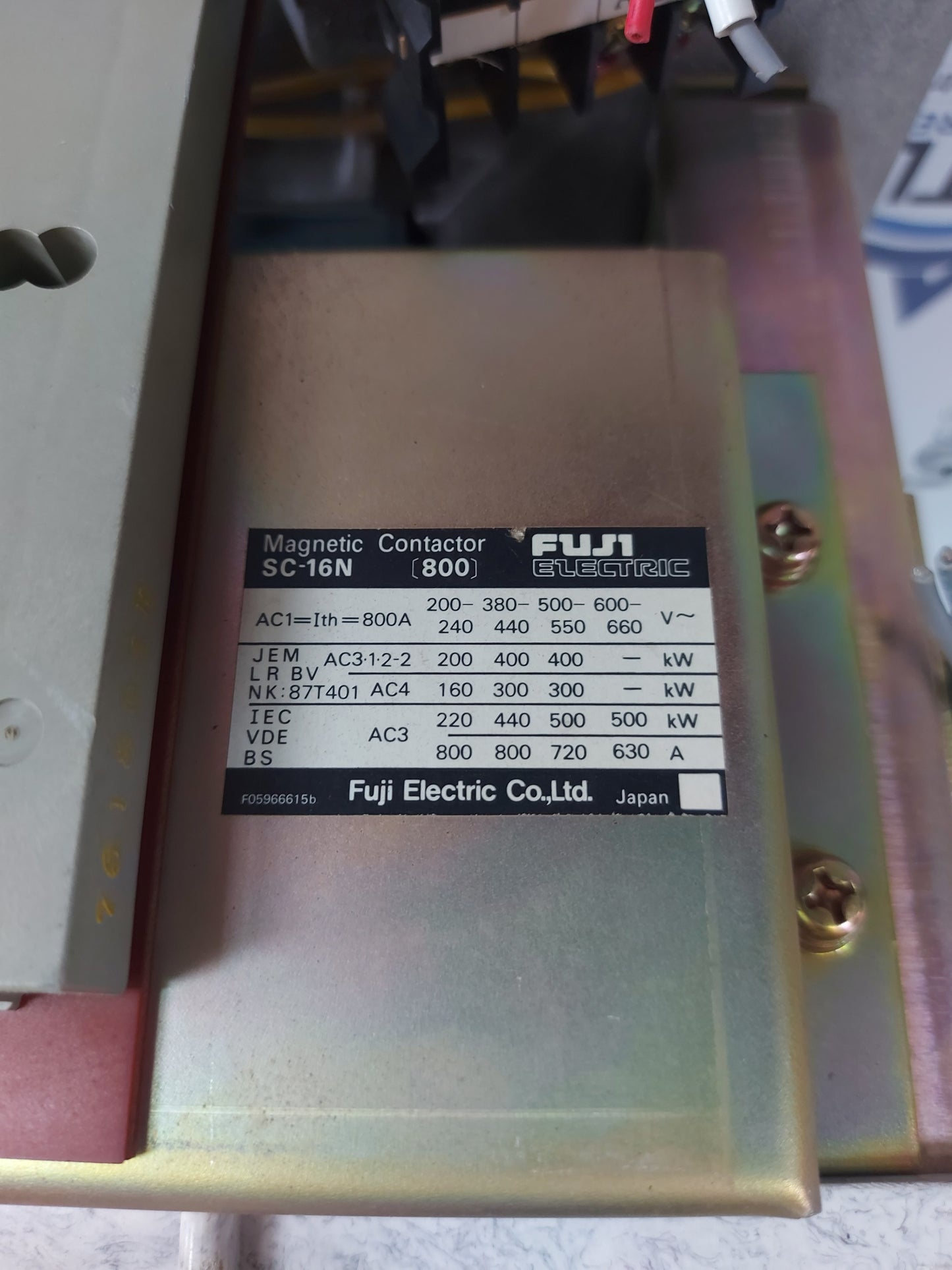 FUJI ELECTRIC SC-16N [800] MAGNETIC CONTACTOR 800A 100-110VDC