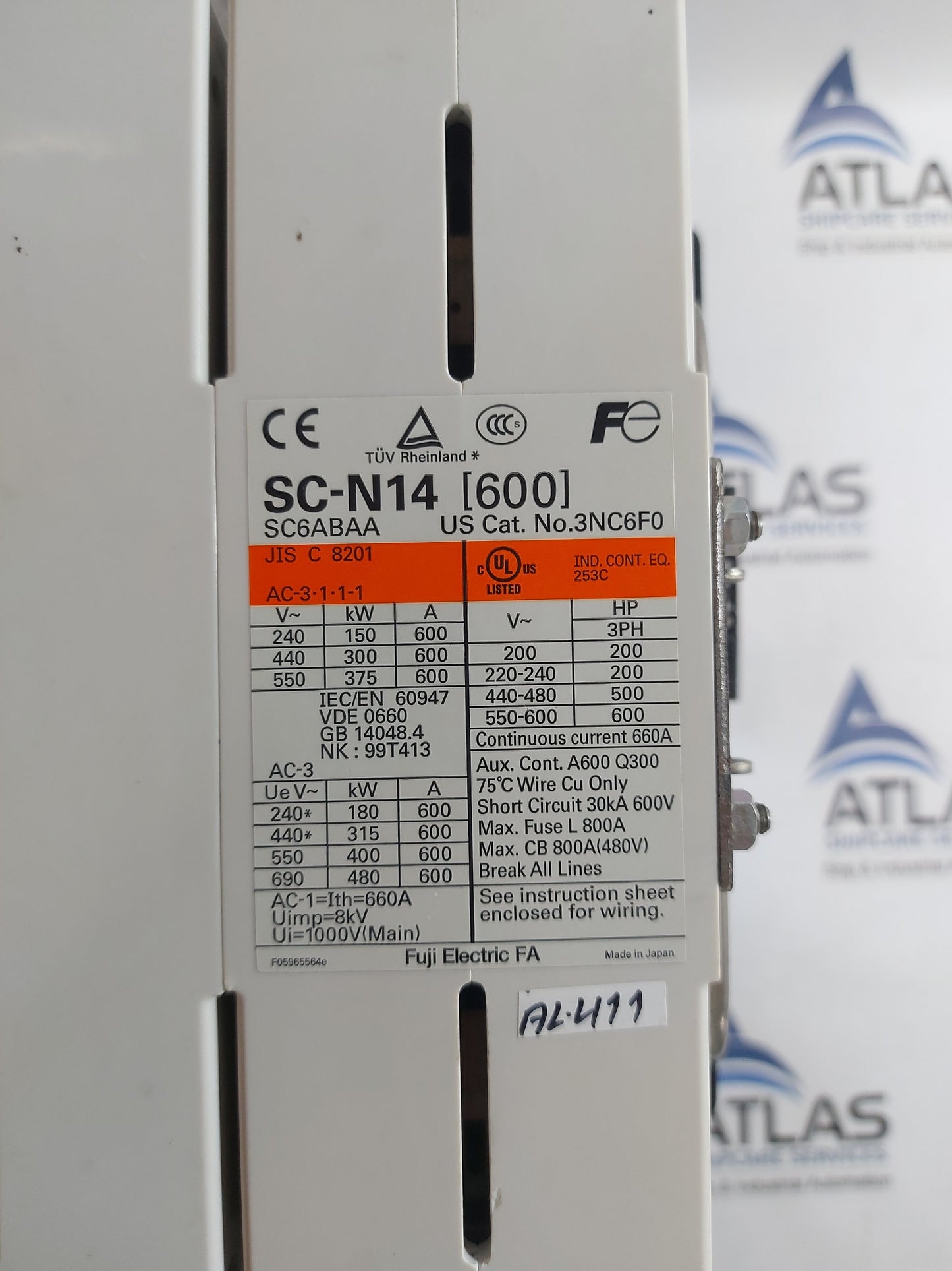 FUJI ELECTRIC SC-N14 [600] 3NC6F0 MAGNETIC CONTACTOR