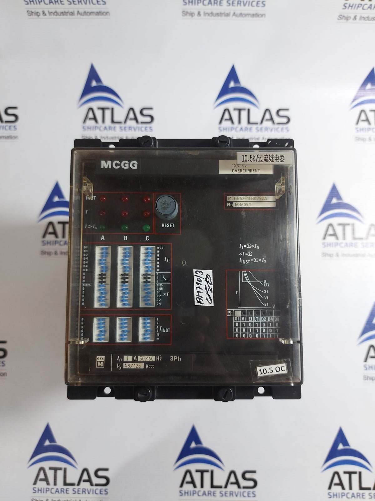 GEC ALSTHOM MCGG62F1CB0752A OVERCURRENT PROTECTION RELAY