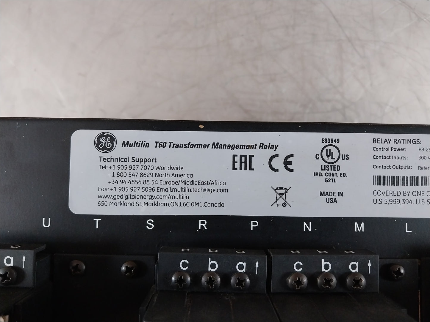 GE T60UJ3HKHF8NH6DM8LP67U67WXX MULTILIN T60 TRANSFORMER MANAGEMENT RELAY