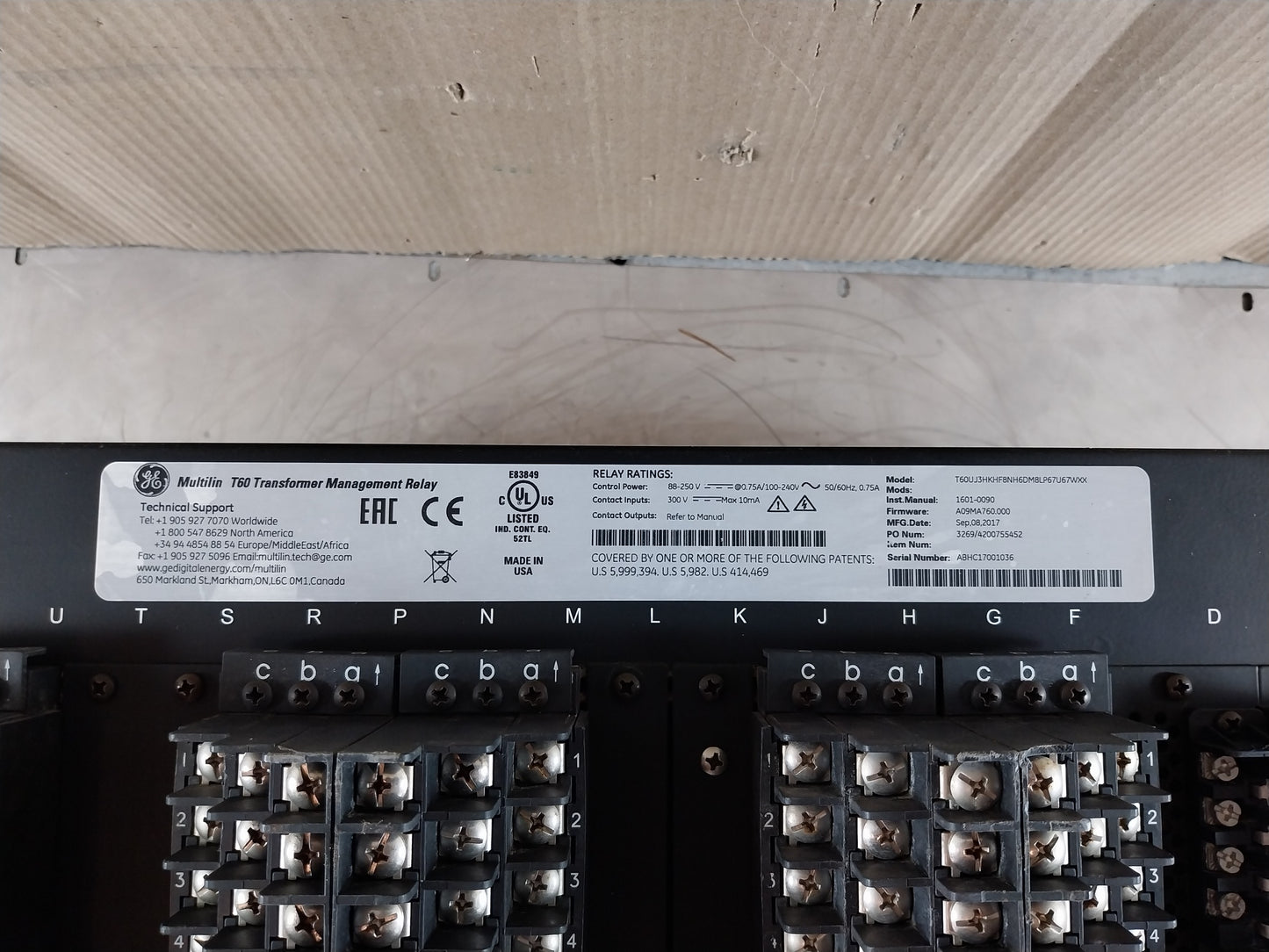 GE T60UJ3HKHF8NH6DM8LP67U67WXX MULTILIN T60 TRANSFORMER MANAGEMENT RELAY