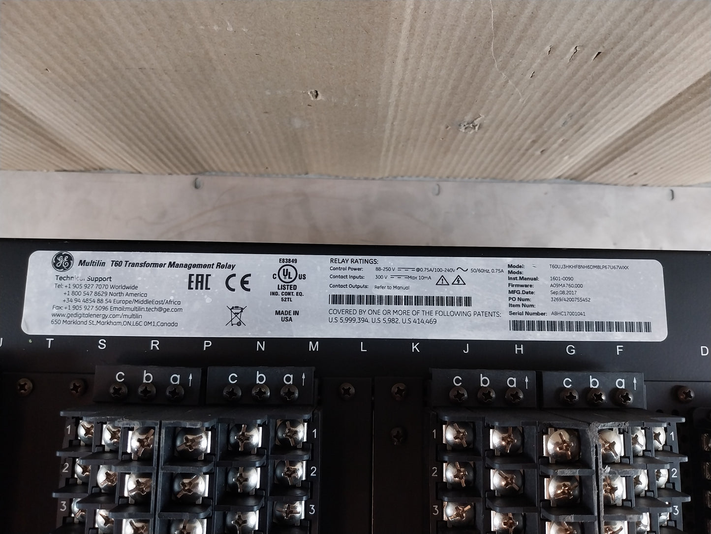 GE T60UJ3HKHF8NH6DM8LP67U67WXX MULTILIN T60 TRANSFORMER MANAGEMENT RELAY