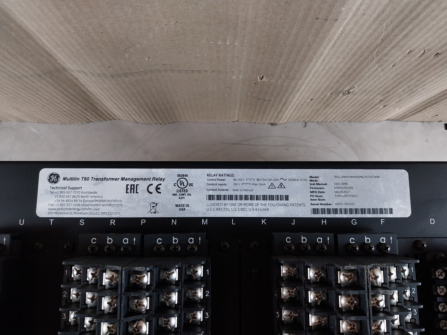 GE T60UJ3HKHF8NH6DM8LP67U67WXX MULTILIN T60 TRANSFORMER MANAGEMENT RELAY