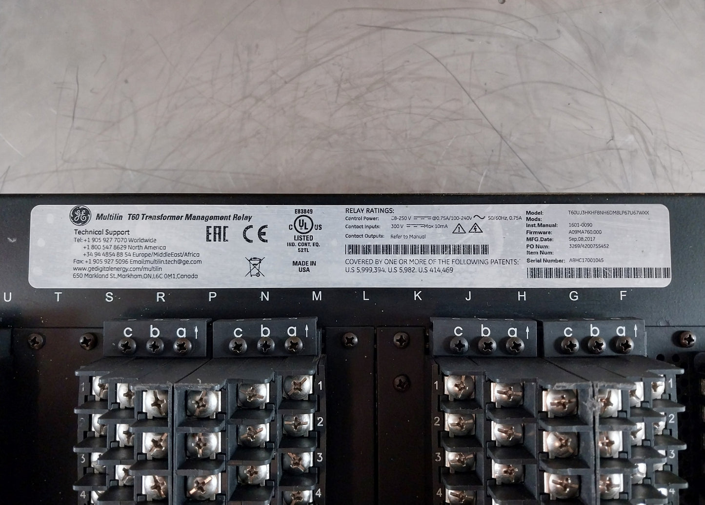GE T60UJ3HKHF8NH6DM8LP67U67WXX MULTILIN T60 TRANSFORMER MANAGEMENT RELAY