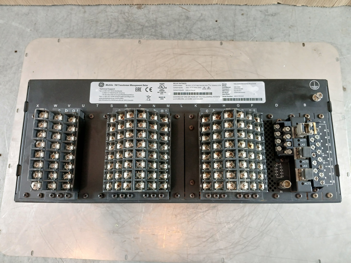 GE T60UL3HKHFF8NH6DM8LP67U67WXX MULTILIN T60 TRANSFORMER MANAGEMENT RELAY