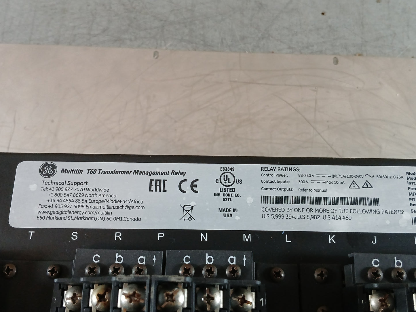 GE T60UL3HKHFF8NH6DM8LP67U67WXX MULTILIN T60 TRANSFORMER MANAGEMENT RELAY