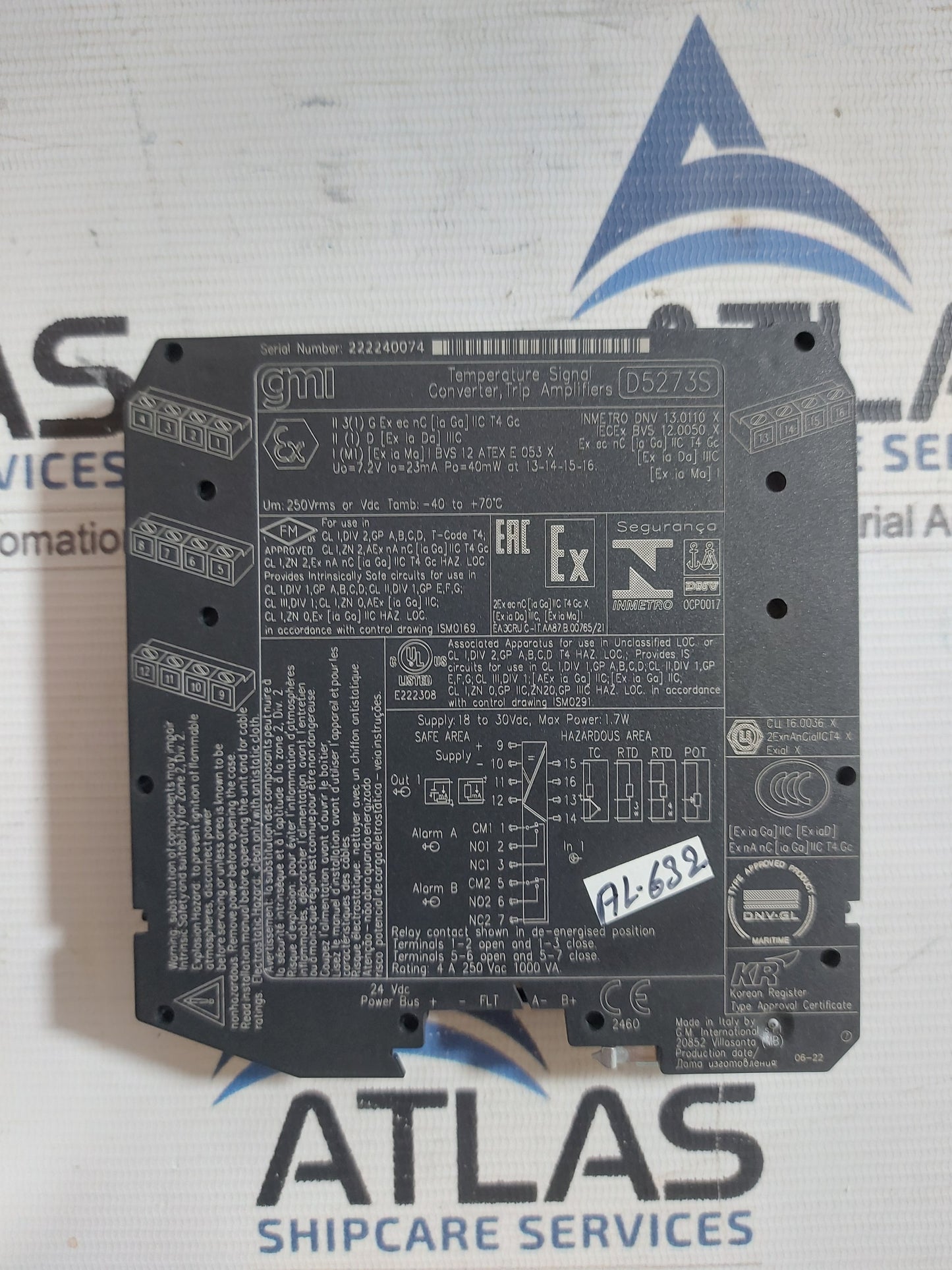 GM INTERNATIONAL D5273S TEMPERATURE SIGNAL CONVERTER TRIP AMPLIFIER