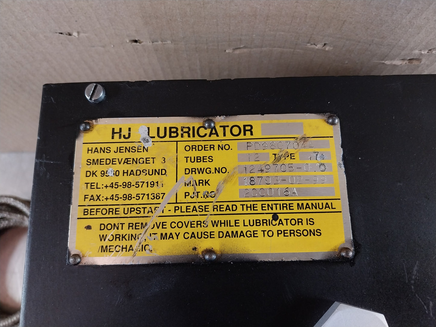 HANS JENSEN HJ PD9807044 LUBRICATOR TUBES.12