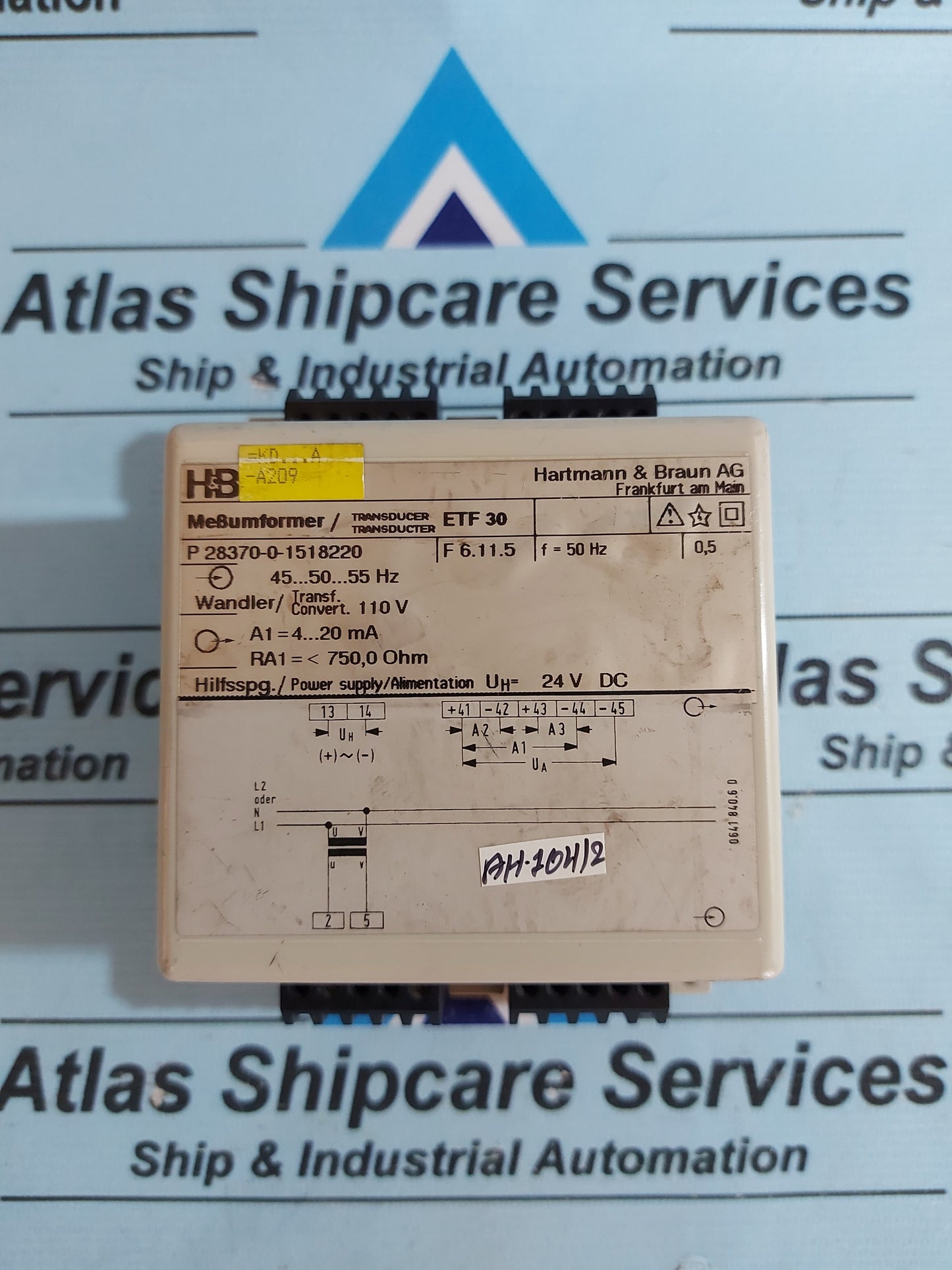 HARTMANN & BRAUN P 28370-0-1518220 MEBUMFORMER TRANSDUCER ETF 30