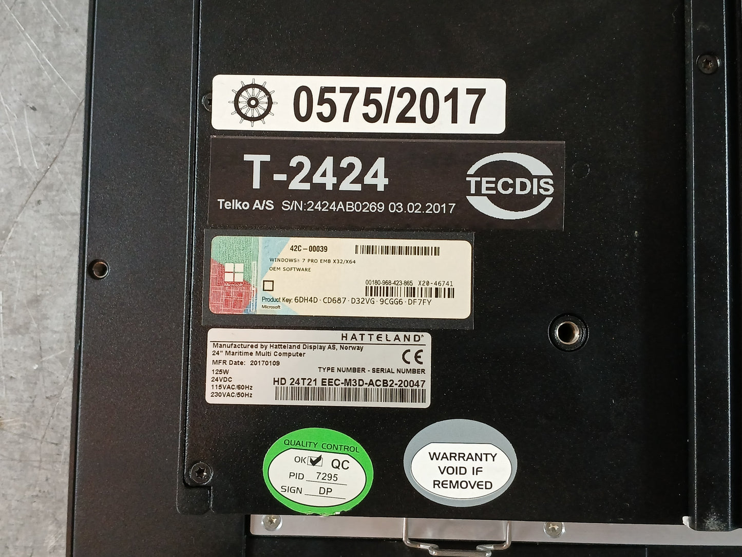 HATTELAND DISPLAY HD 24T21 EEC-M3D-ACB2-20047 24" MARITIME MULTI COMPUTER