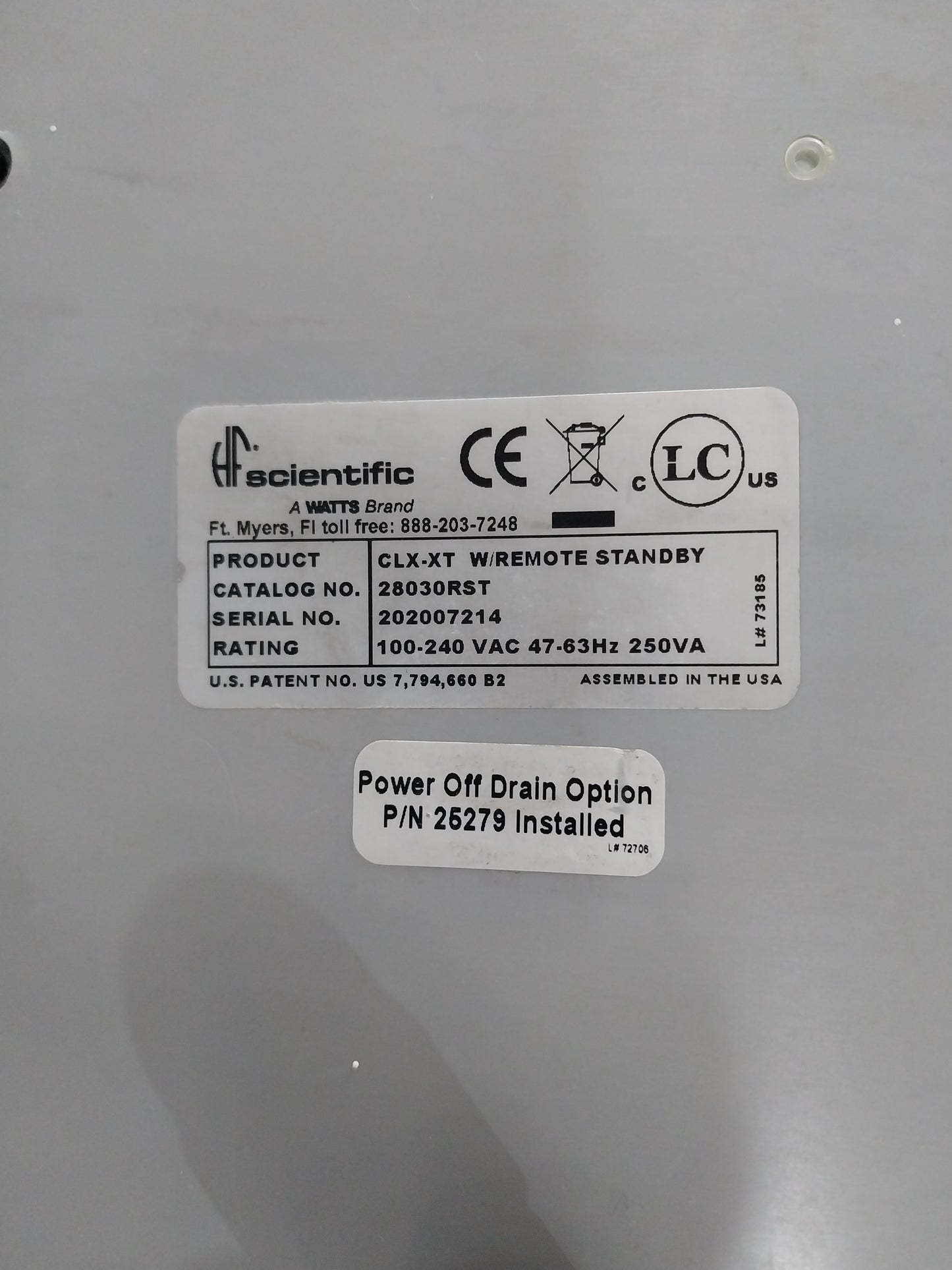 HF SCIENTIFIC CLX-XT W/REMOTE STANDBY ONLINE CHLORINE & TRO MONITOR 28030RST