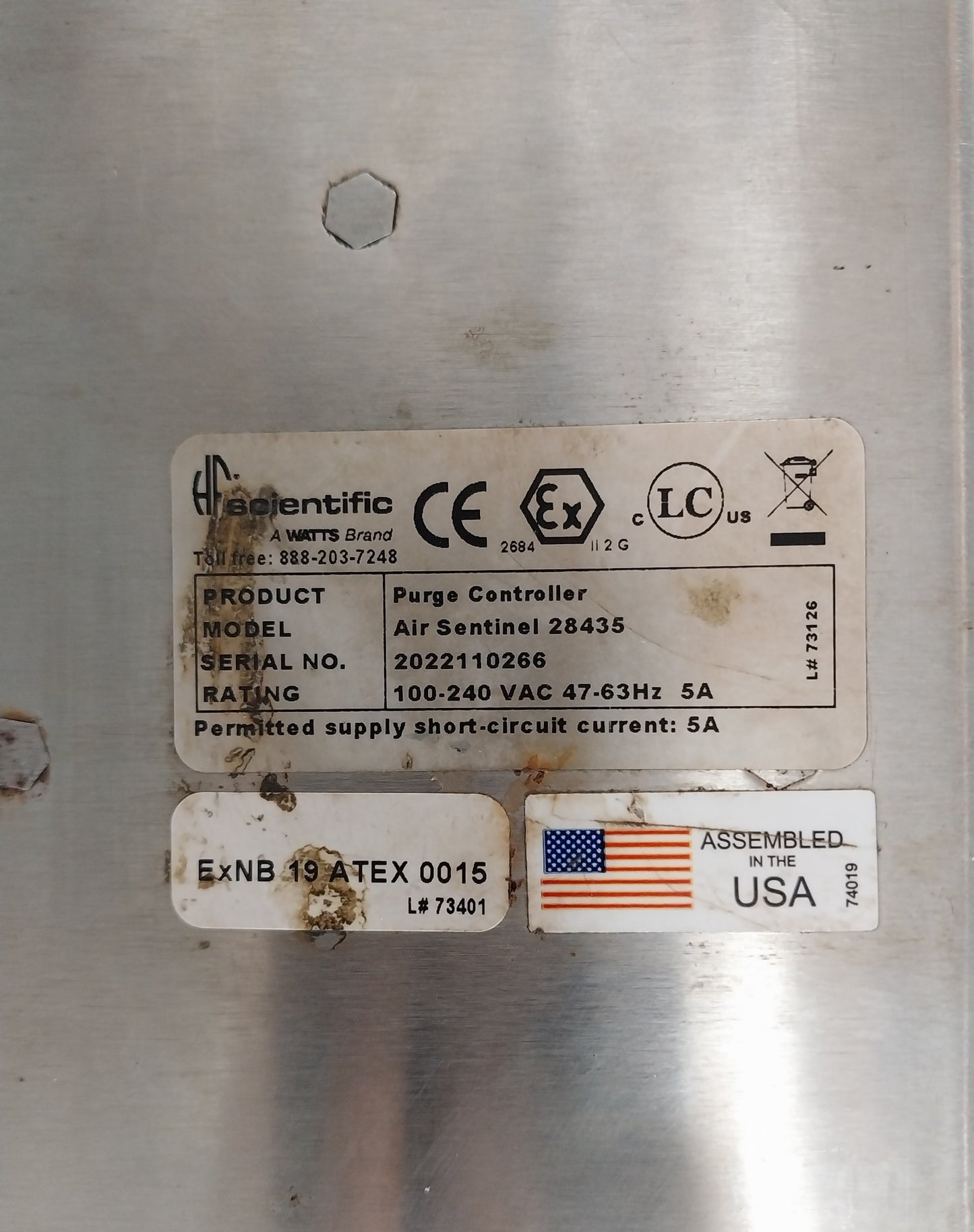 HF SCIENTIFIC TCL 4 ECS-Ex2 TRO MONITOR AIR SENTINEL PURGE CONTROLLER