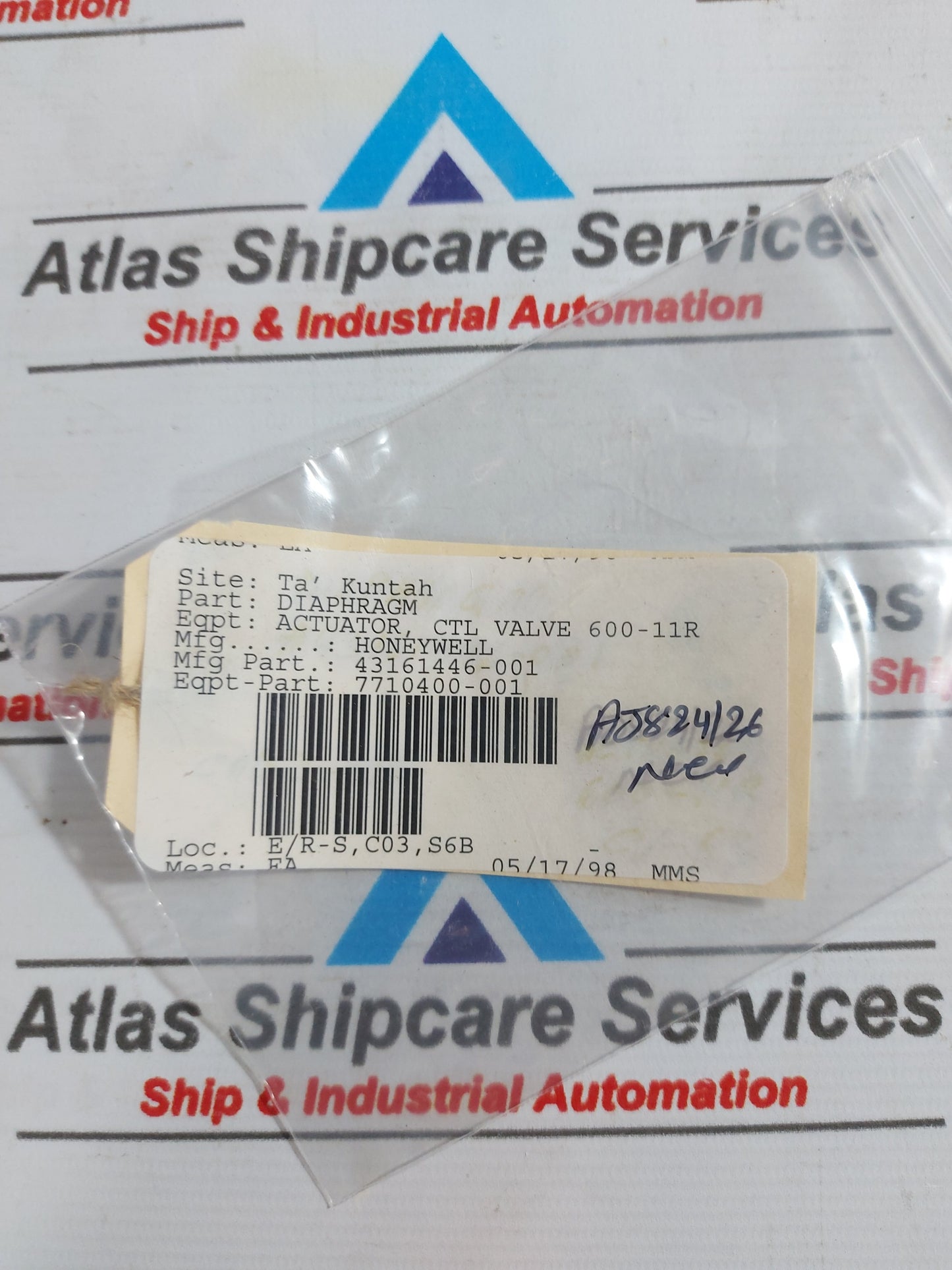 HONEYWELL 43161446-001 DIAPHRAGM BOILER FEED WATER VALVE ACTUATOR