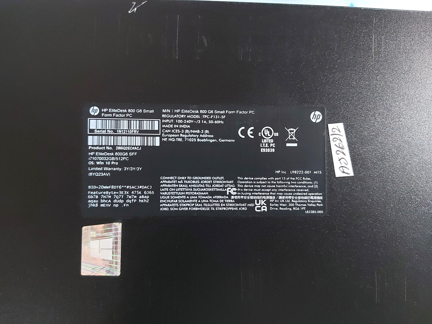 HP ELITEDESK 800 G6 SMALL FORM FACTOR PC