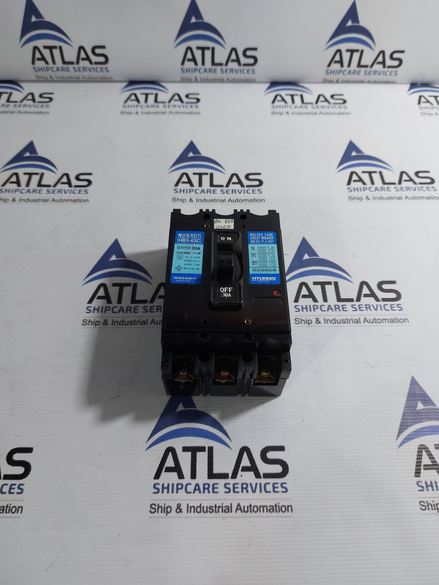 HYUNDAI HBS-63C MOLDED CASE CIRCUIT BREAKER 3 POLE 30A