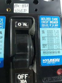 HYUNDAI HBS-63C MOLDED CASE CIRCUIT BREAKER 3 POLE 30A