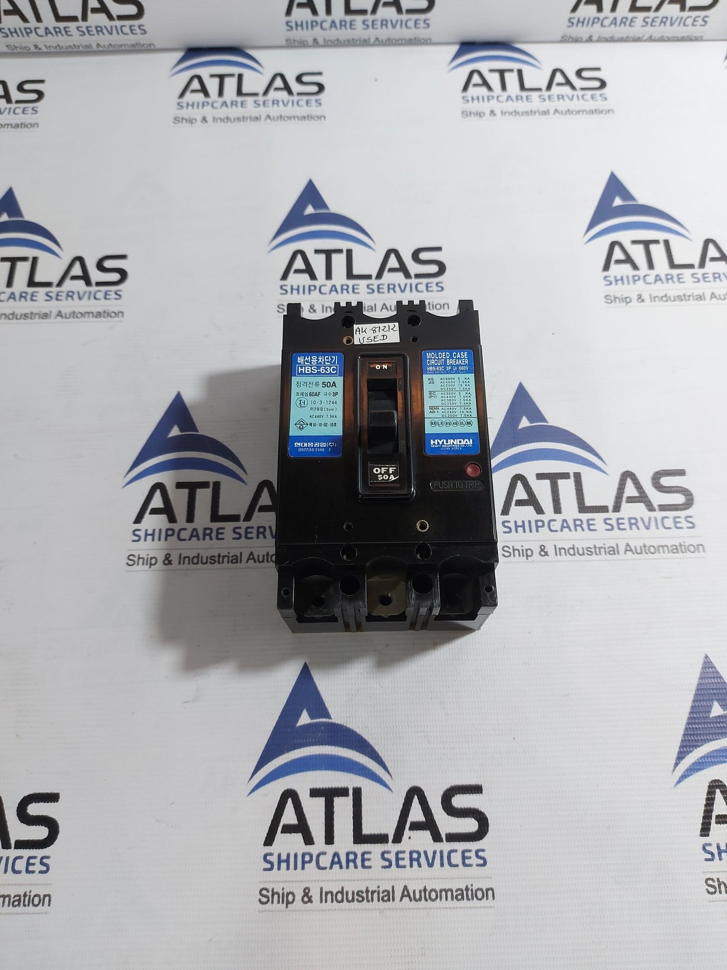 HYUNDAI HBS-63C MOLDED CASE CIRCUIT BREAKER 3 POLE 50A