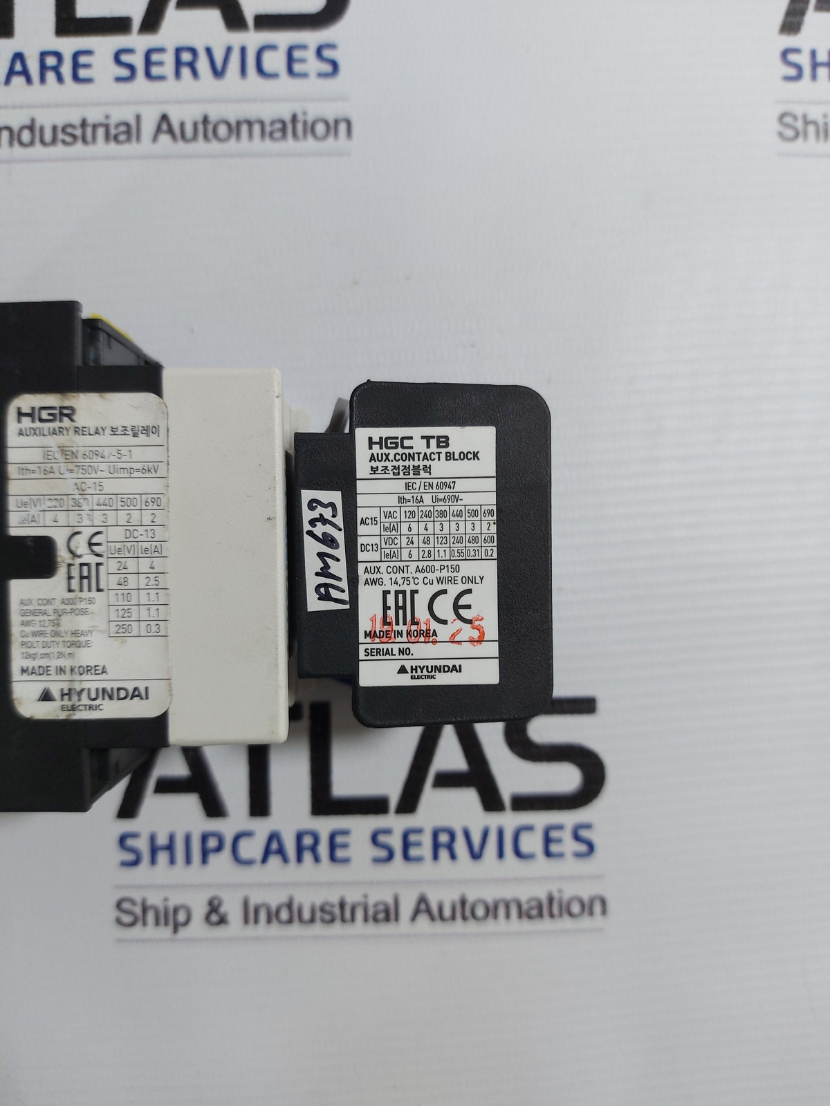 HYUNDAI HGC TB 13 AUXILIARY CONTACT BLOCK WITH HGR 16A 690V~