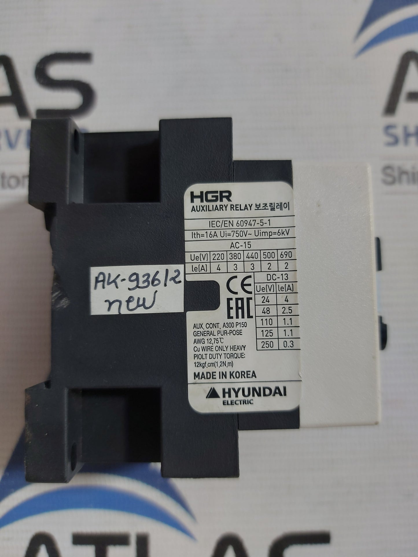 HYUNDAI HGR 40 AUXILIARY RELAY 200-220V 16A