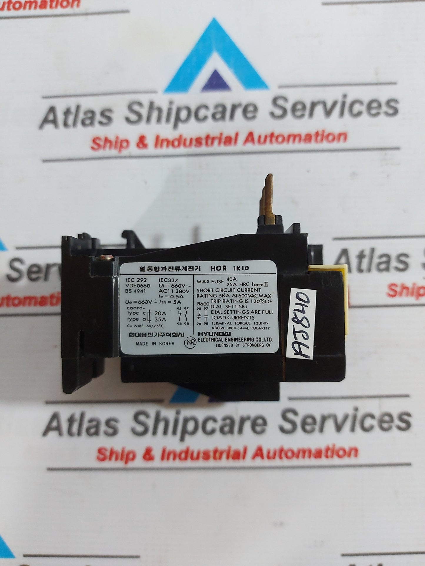 HYUNDAI HOR 1K10 THERMAL OVERCURRENT RELAY 5A 660V~