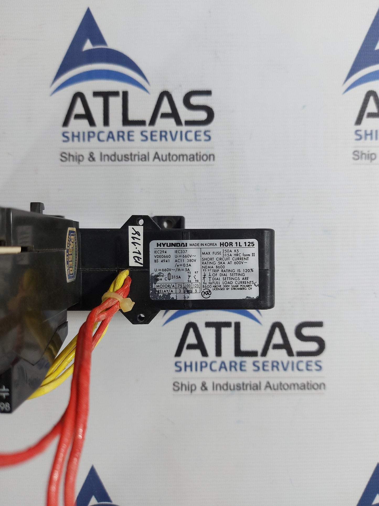 HYUNDAI HOR 1L 125 THERMAL OVERLOAD RELAY WITH HOR 1K 5 OVERCURRENT RELAY