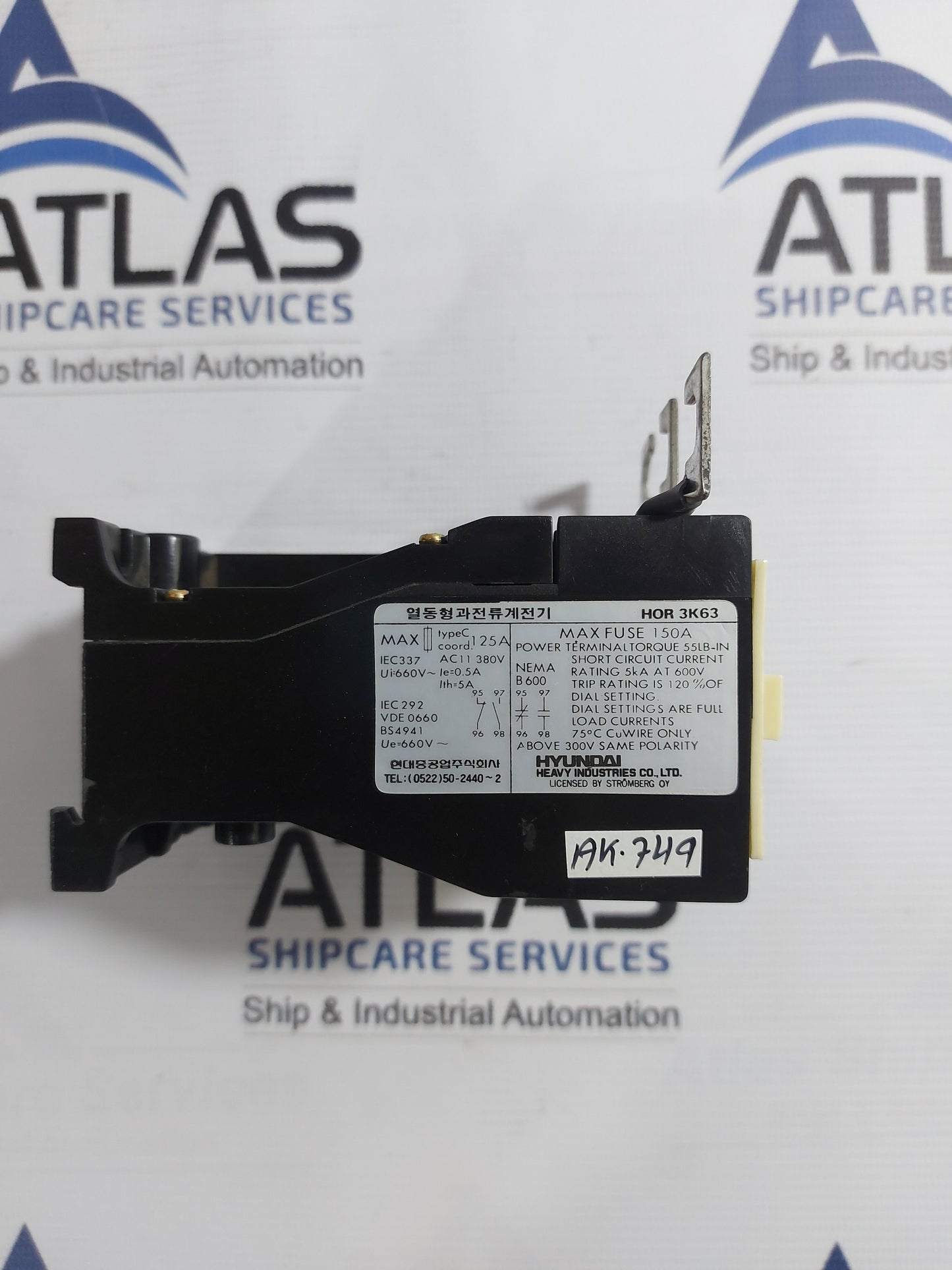 HYUNDAI HOR 3K63 THERMAL OVERCURRENT RELAY 125A
