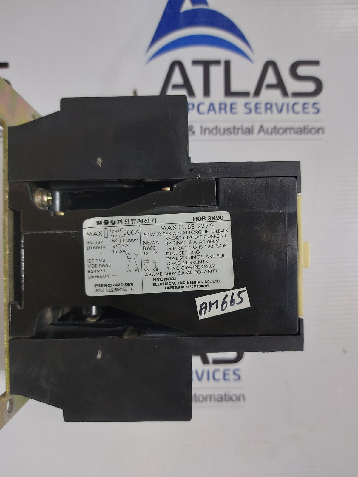 HYUNDAI HOR 3K90 THERMAL OVERLOAD RELAY 220A 380V