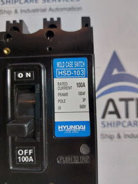 HYUNDAI HSD-103 MOLDED CASE CIRCUIT BREAKER 3 POLE 100A