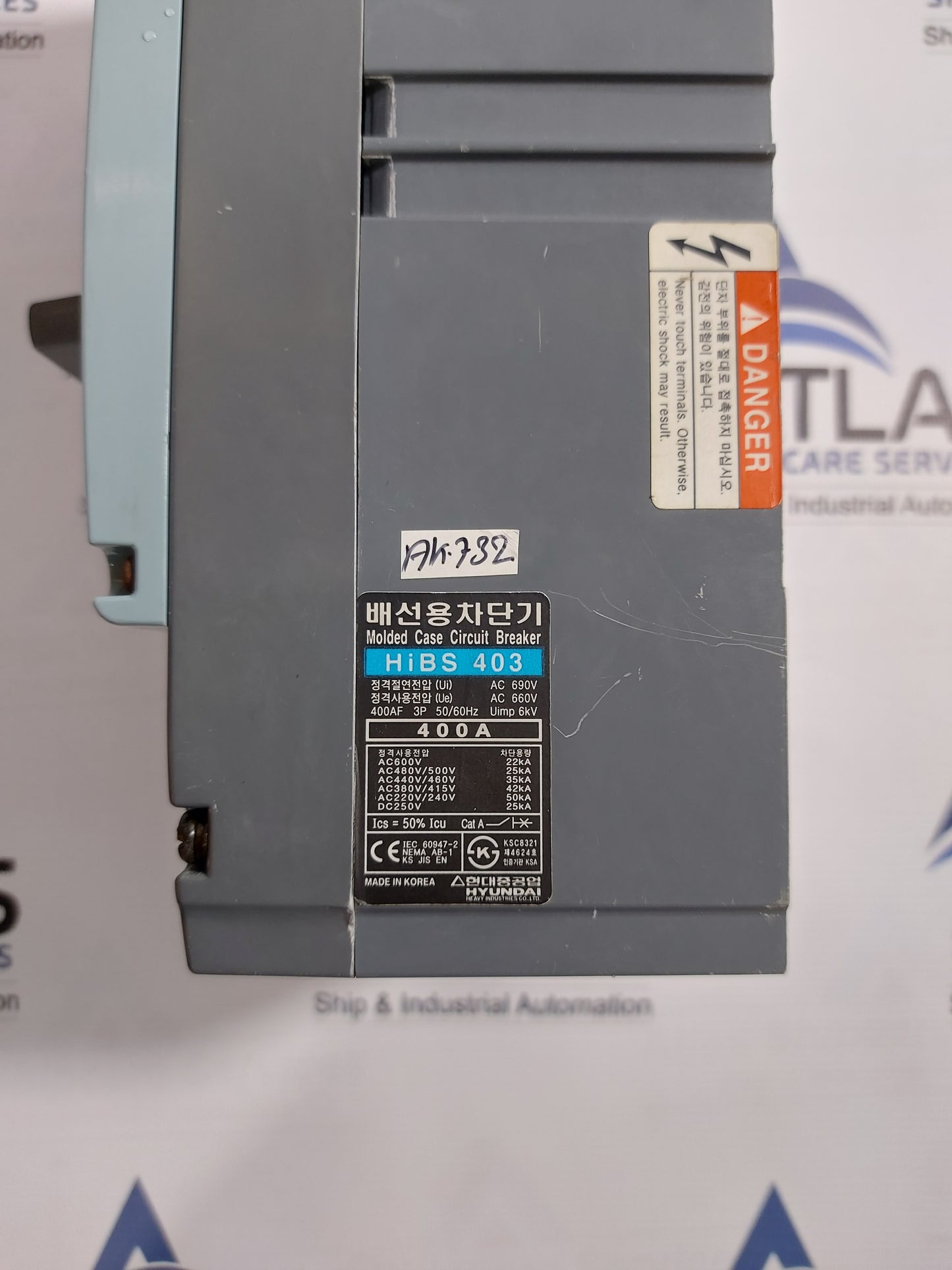 HYUNDAI HiBS 403 MOLDED CASE CIRCUIT BREAKER 3 POLE 400A