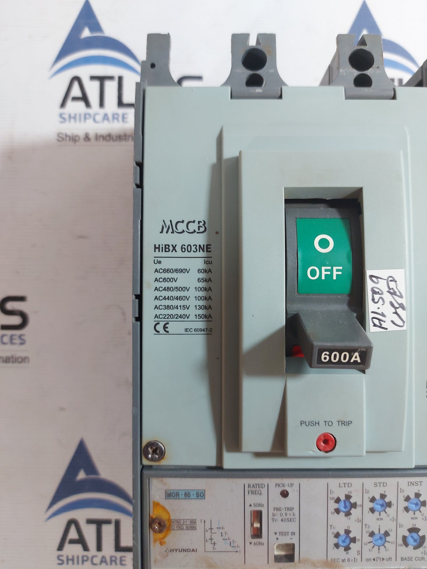 HYUNDAI HiBX 603NE MOLDED CASE CIRCUIT BREAKER 3 POLE 600A