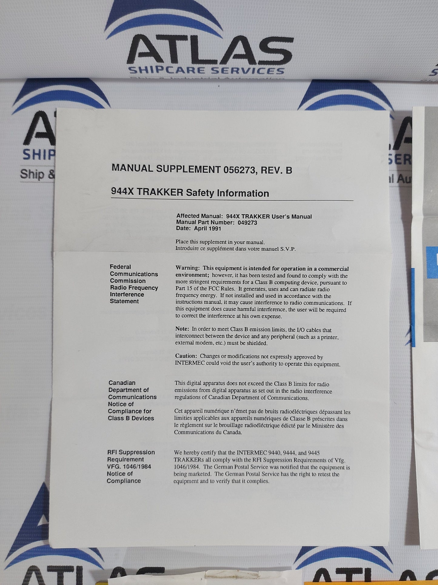 INTERMEC 9445 TRAKKER SCANNER