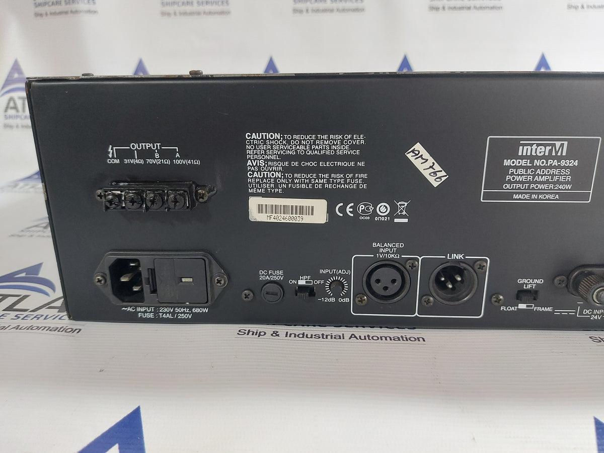 INTERM PA-9324 PUBLIC ADDRESS POWER AMPLIFIER