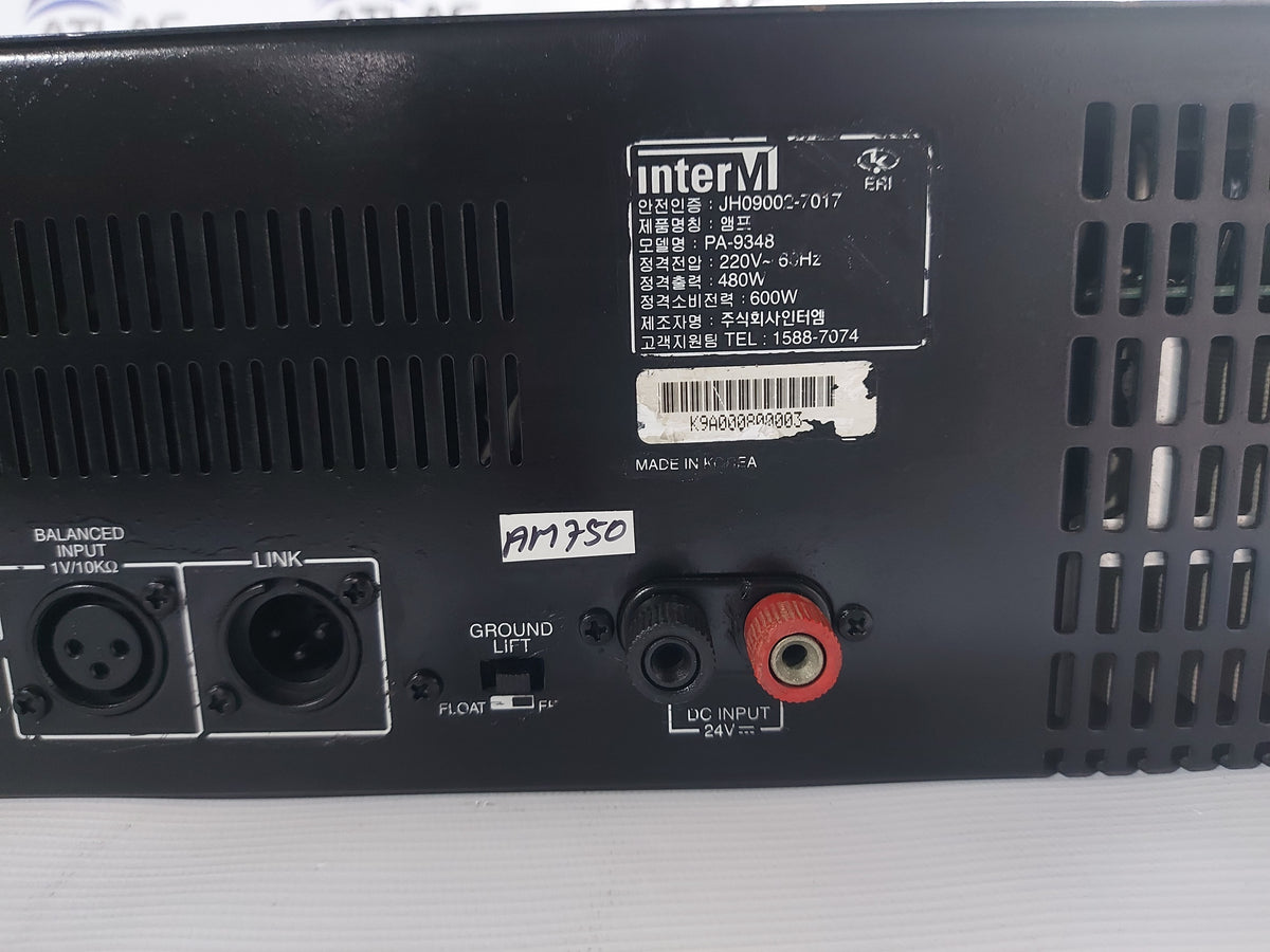 INTERM PA-9348 PUBLIC ADDRESS POWER AMPLIFIER