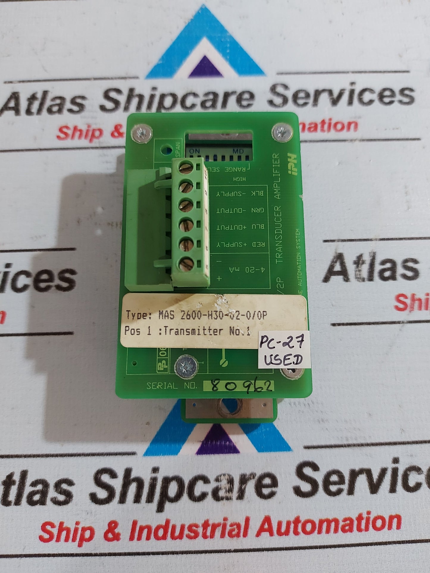 IPH MARINE MAS 2600-H30-02-0/0P TRANSDUCER AMPLIFIER
