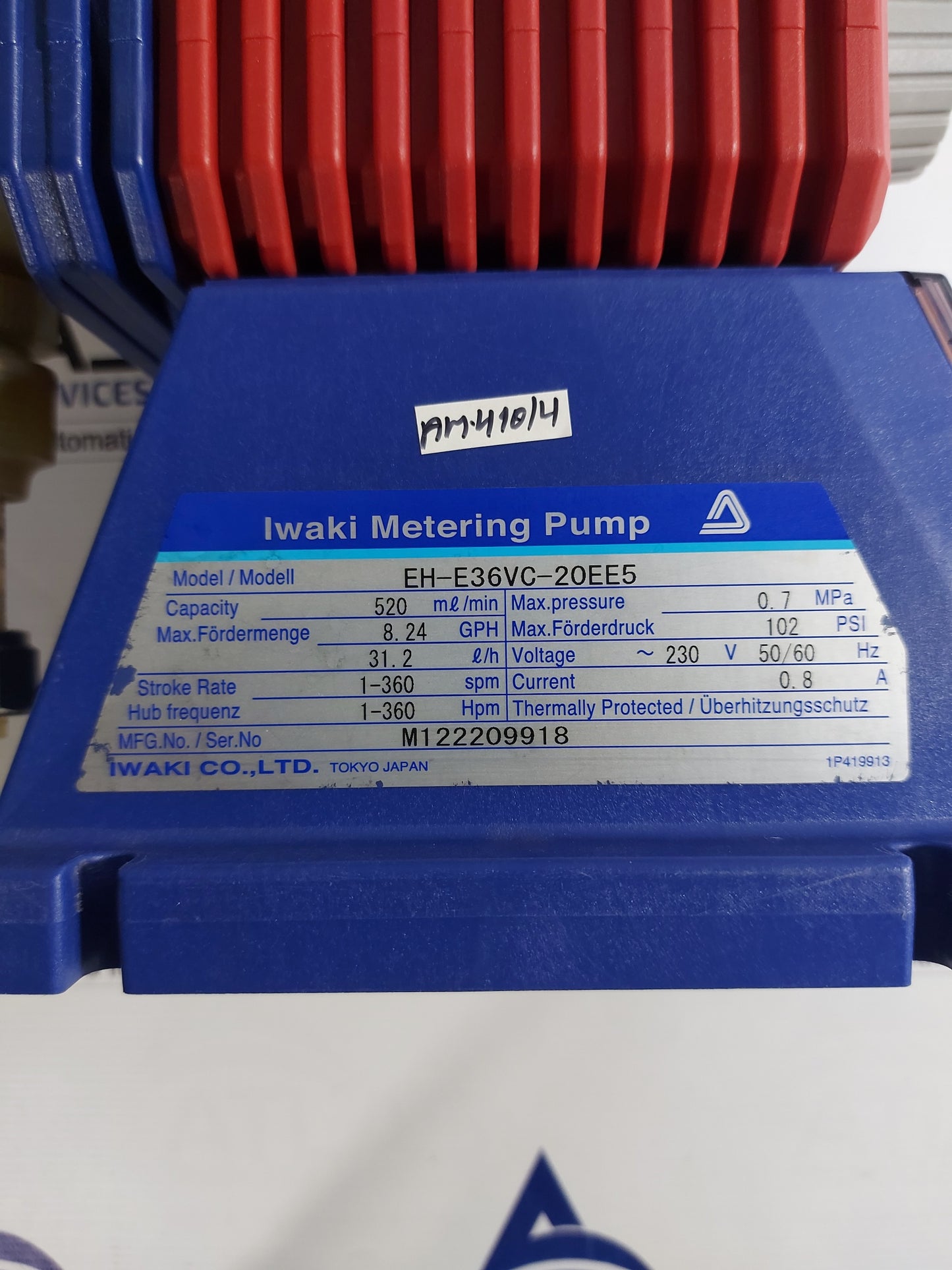 IWAKI EH-E36VC-20EE5 METERING PUMP EHC-20EE EH CONTROLLER